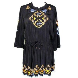 Stitch & Lace Mini Dress Embroidered Scalloped Hem
